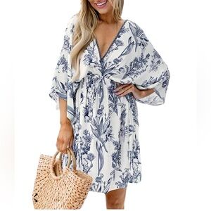 CUPSHE Women's Plunging V Neck Beach Dress Size Medium. J-5